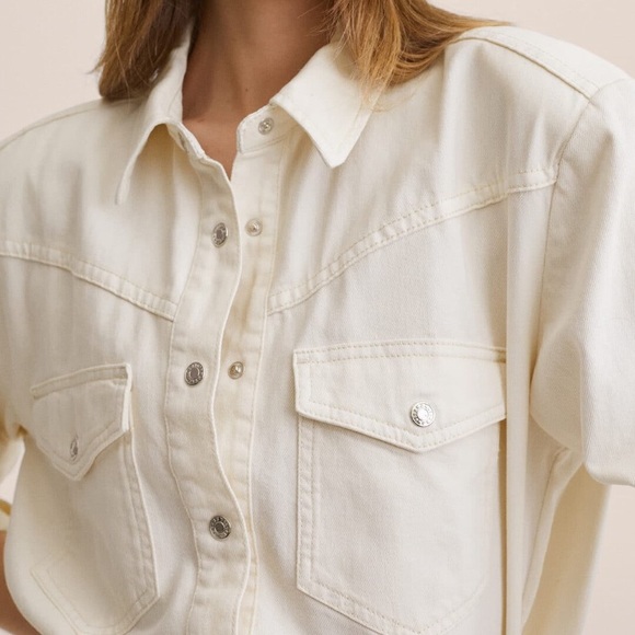 Mango Woman Pure Cotton Denim Shirt - Picture 3 of 5
